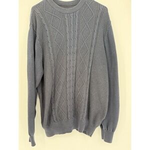 VTG David Taylor Sweater XL Navy Grandpa Core Fisherman Knit Pullover Cozy 90s M